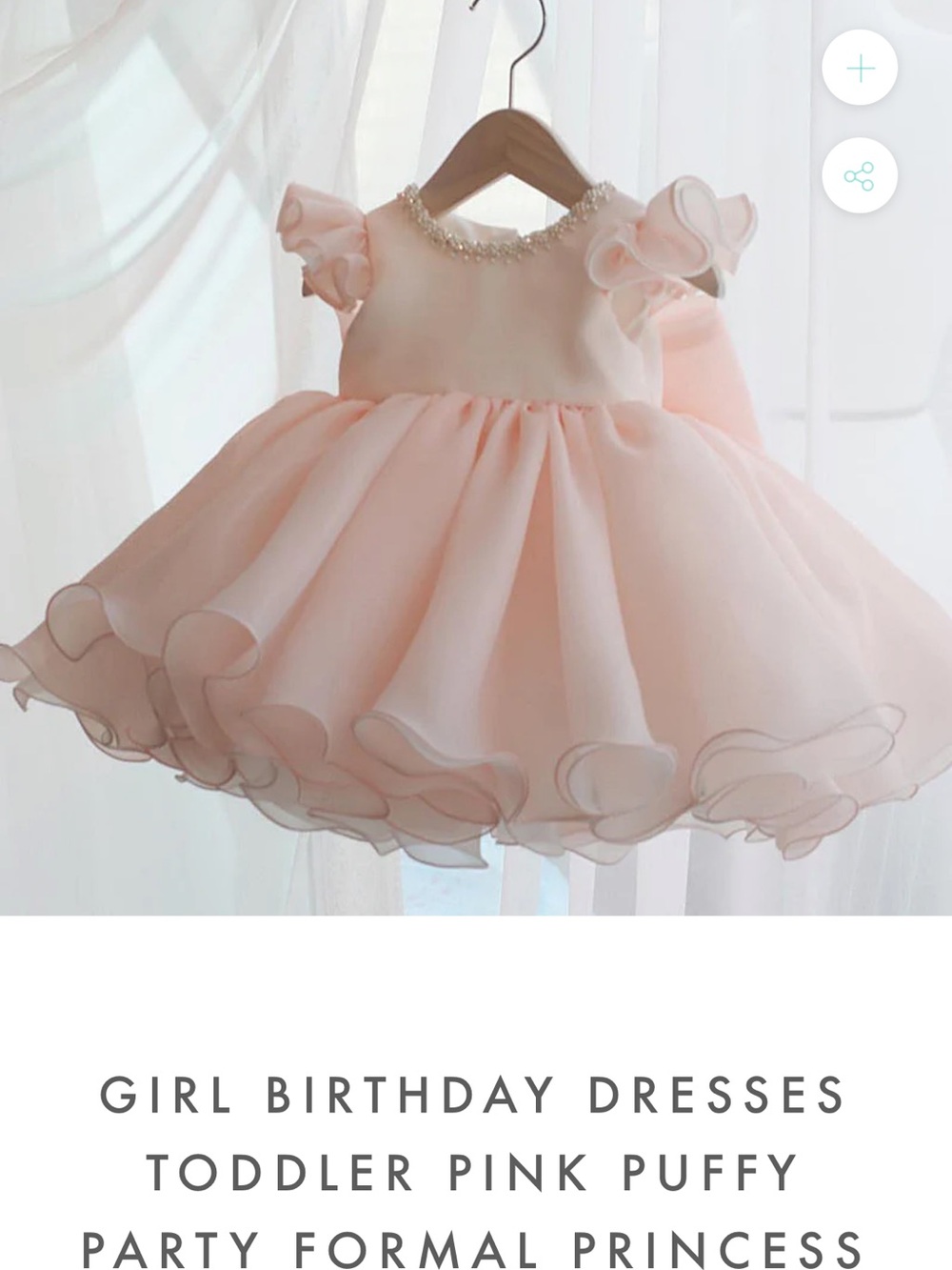 Pale Pink Ruffle-Trim Puffy Toddler Dress